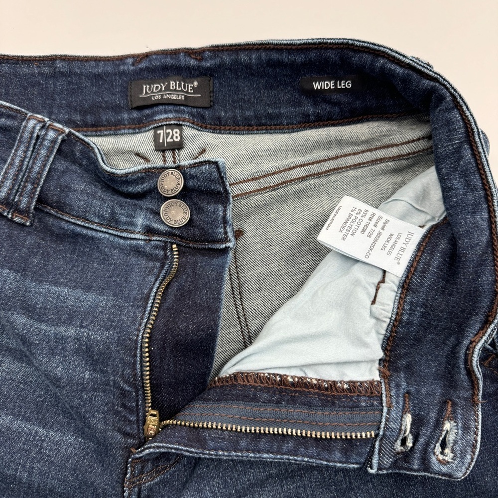 Judy Blue Women’s Dark Wash Wide Leg Jeans Zipper Fly Size 7/28 - Picture 8 of 8